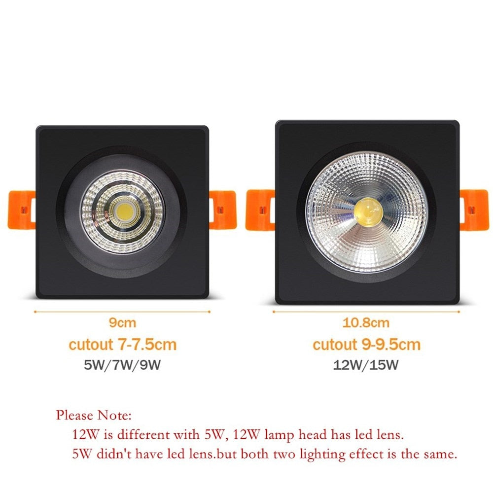 IP65 Waterproof LED spot light 15w 12w 9w 7w Square downlight led Recessed Ceiling lamp For Balcony Bathroom lighting lights