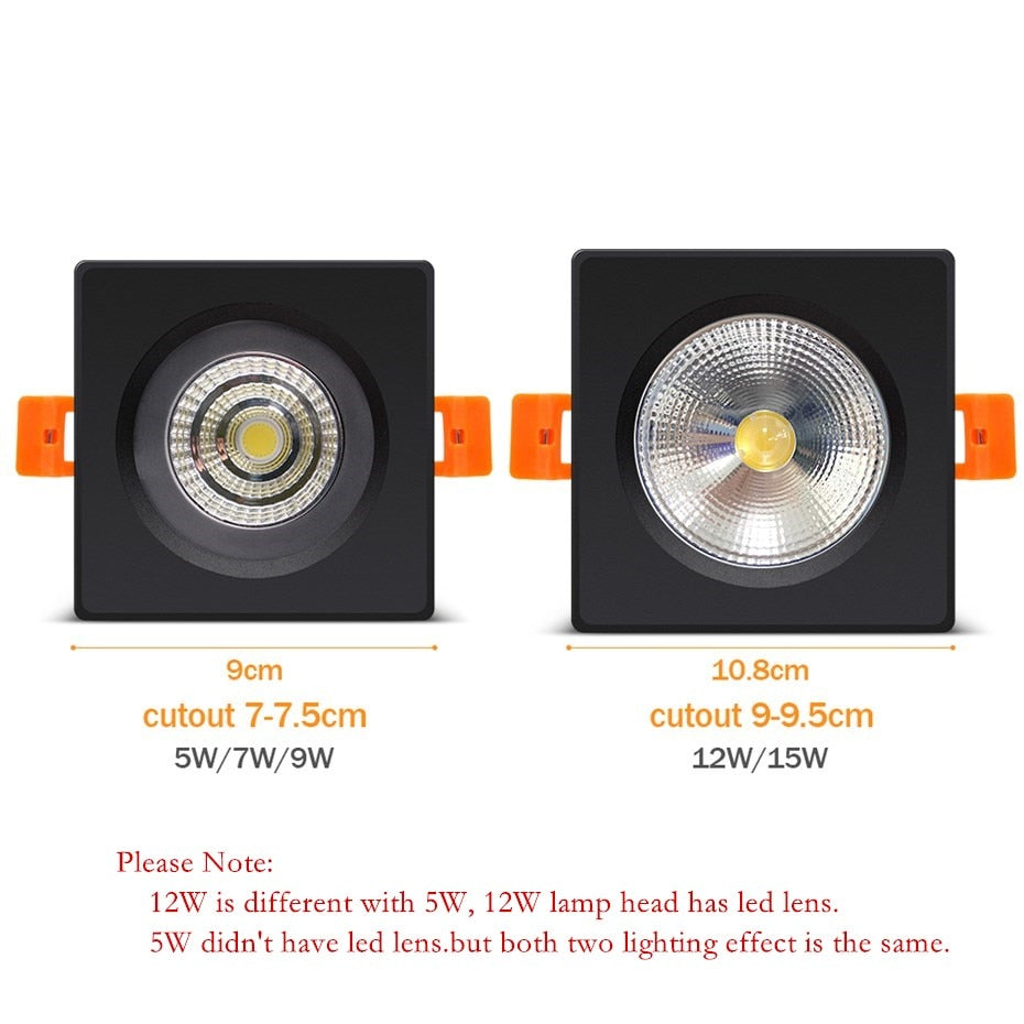 IP65 Waterproof LED spot light 15w 12w 9w 7w Square downlight led Recessed Ceiling lamp For Balcony Bathroom lighting lights