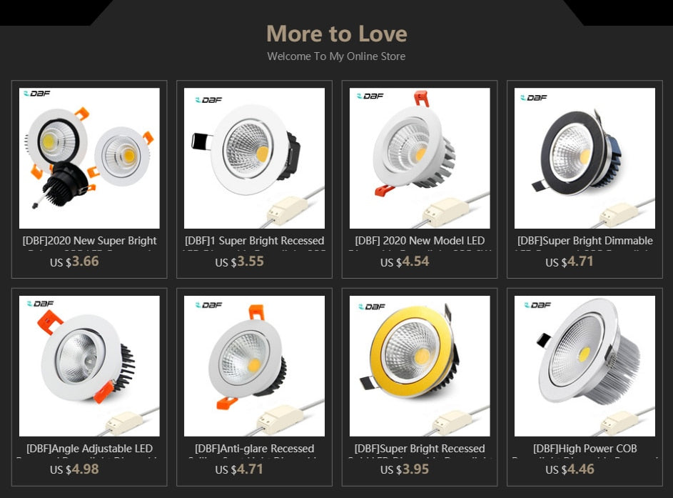 DBF 4 Colors Dimmable Recessed LED COB Downlight 6W 9W 3000K/4000K/6000K Decoration Ceiling Spot Lamp AC 110V 220V for Kitchen