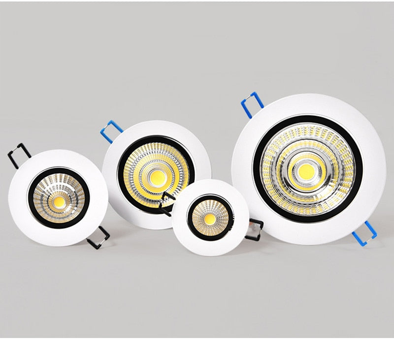 Round Dimmable Recessed LED Downlights 5W 7W 9W 12W 15W 18W COB LED Ceiling Spot Lights AC110-220V Warm Cold White LED Lamp