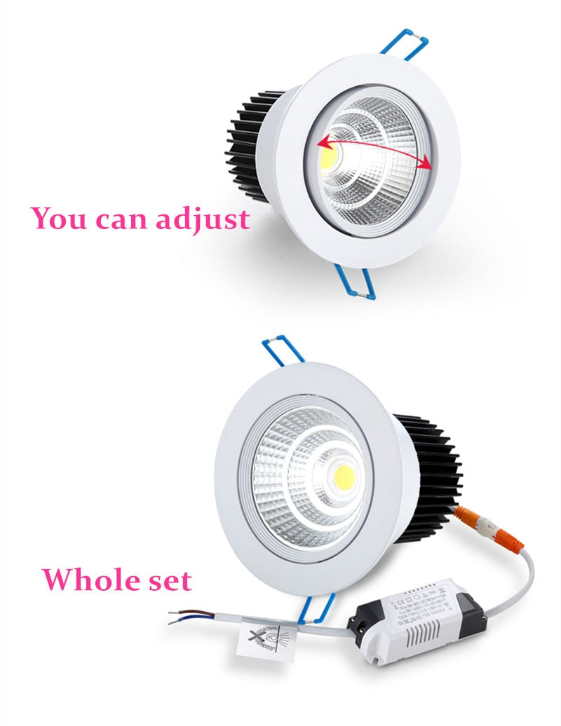 Round Dimmable Recessed LED Downlights 5W 7W 9W 12W 15W 18W COB LED Ceiling Spot Lights AC110-220V Warm Cold White LED Lamp