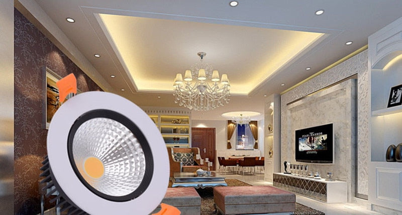 Round Dimmable Recessed LED Downlights 5W 7W 9W 12W 15W 18W COB LED Ceiling Spot Lights AC110-220V Warm Cold White LED Lamp