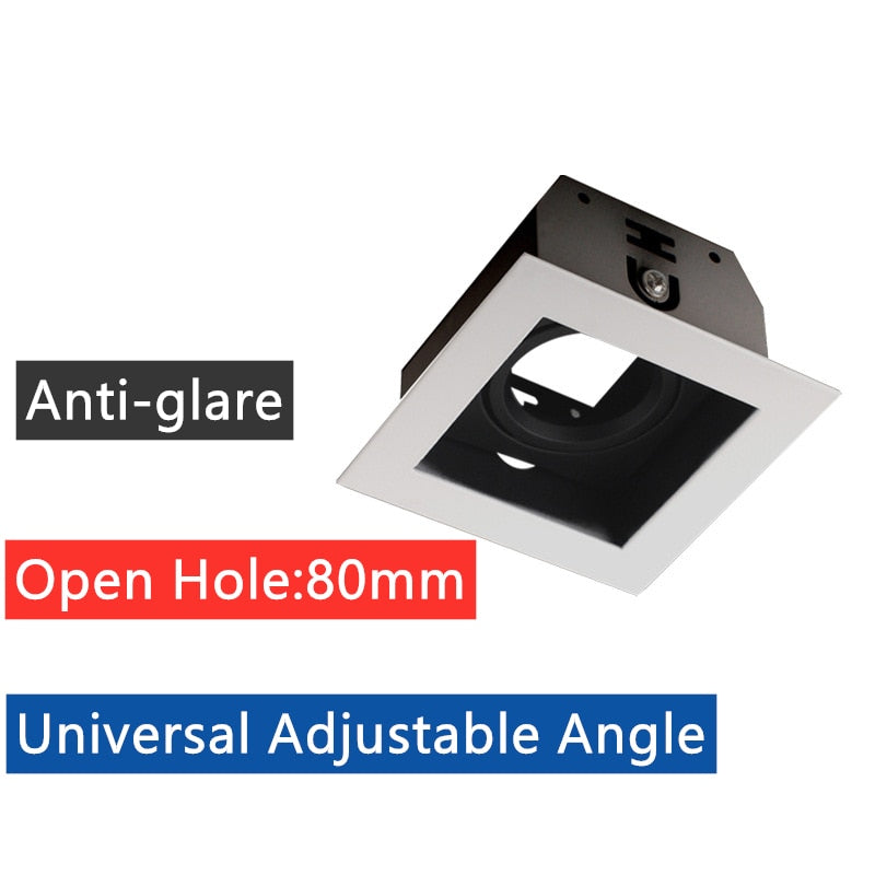 Recessed Square LED Grill Downlight Base Ceiling Mount Adjustable Frame Bracket GU10 MR16 Lamp Holder Spot Light Fitting Fixture