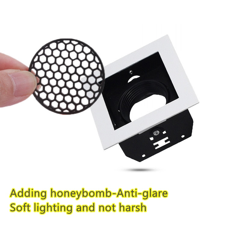 Recessed Square LED Grill Downlight Base Ceiling Mount Adjustable Frame Bracket GU10 MR16 Lamp Holder Spot Light Fitting Fixture