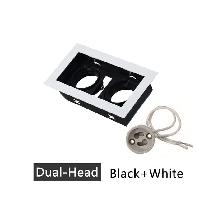 Recessed Square LED Grill Downlight Base Ceiling Mount Adjustable Frame Bracket GU10 MR16 Lamp Holder Spot Light Fitting Fixture