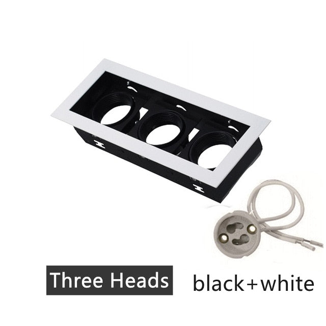 Recessed Square LED Grill Downlight Base Ceiling Mount Adjustable Frame Bracket GU10 MR16 Lamp Holder Spot Light Fitting Fixture