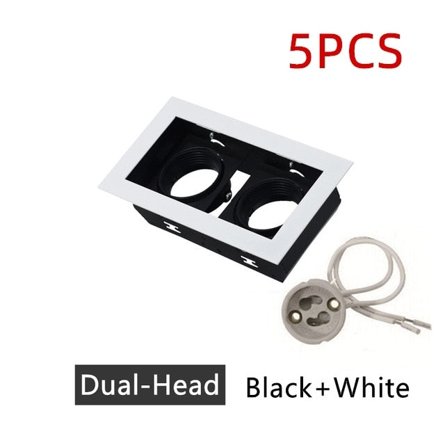 Recessed Square LED Grill Downlight Base Ceiling Mount Adjustable Frame Bracket GU10 MR16 Lamp Holder Spot Light Fitting Fixture