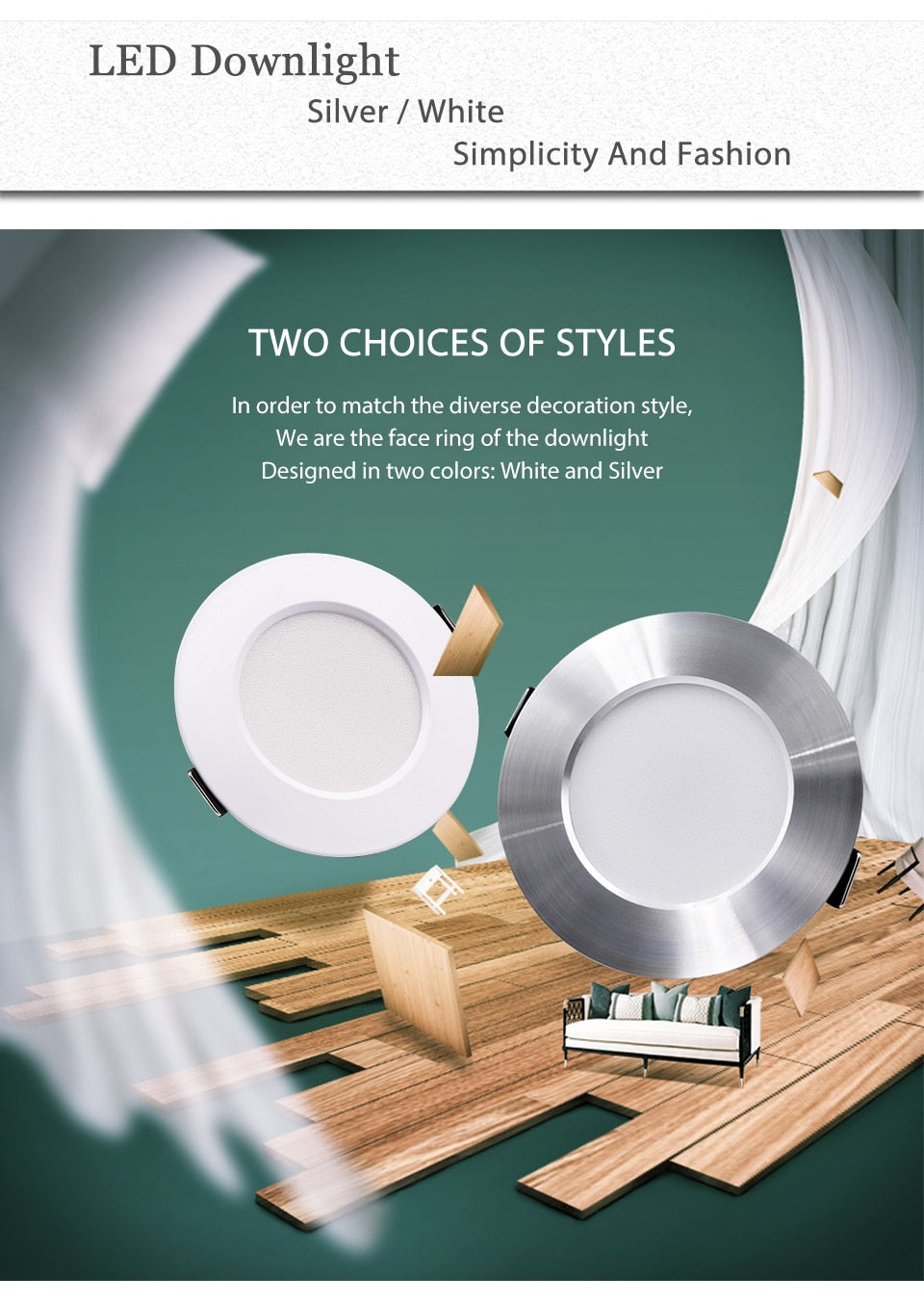 KARWEN LED Downlight 5W 7W 9W 12W 15W silver body Ceiling light Cold Warm white led light AC 220V 230V 240V for Living room