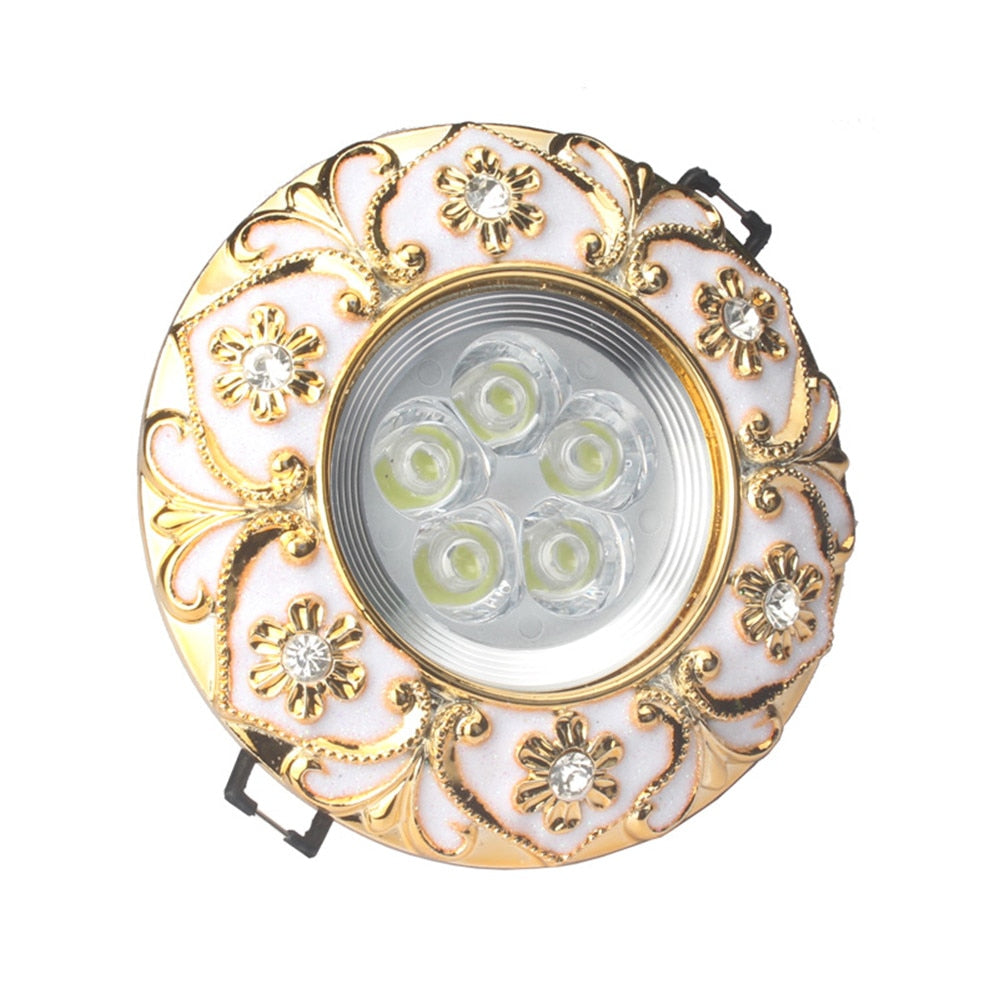 Luxury Diamond-Encrusted Gold Garland Led Downlights 3W 5W 7W For Hallway Foyer Dining Room 220V Recessed Lamp Spotlights