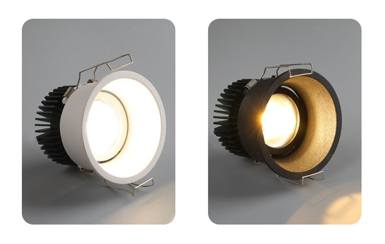 Dimmable Narrow Border Embedded Anti-Glare COB Ceiling Recessed Downlight 7W 12W 20W LED Wall Wash Light Hotel Villa Lighting