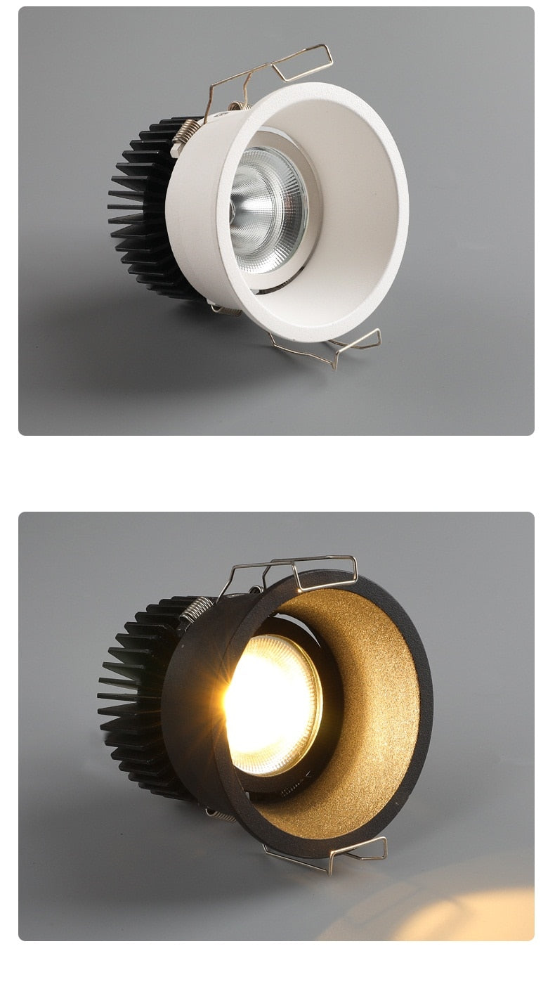 Dimmable Narrow Border Embedded Anti-Glare COB Ceiling Recessed Downlight 7W 12W 20W LED Wall Wash Light Hotel Villa Lighting