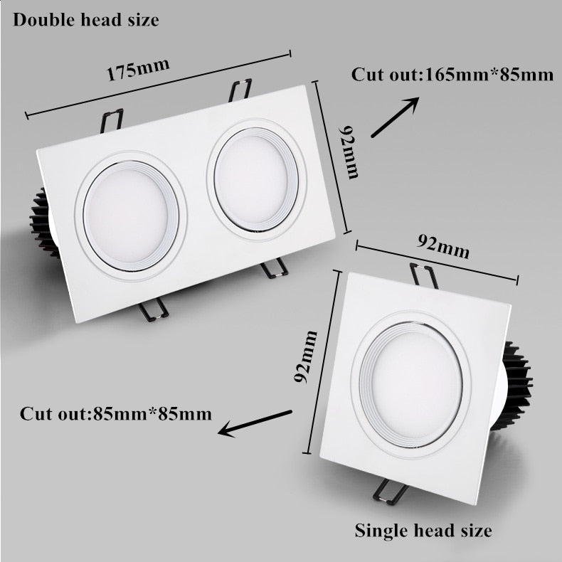 Dimmable square hole LED downlight ceiling light 5w 7w 10w 20w 110v/220v ceiling anti-fog light household lighting