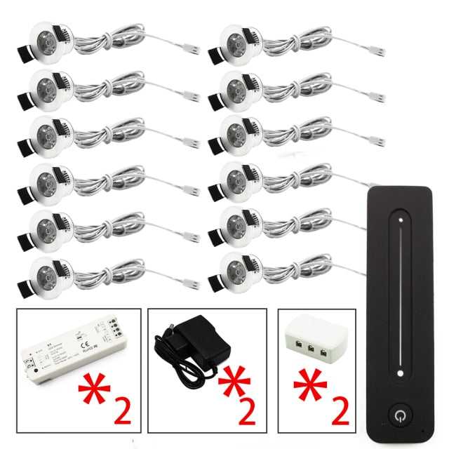 LEDIARY 12V Mini Spot Led Downlight Dimmable 24 Lamps Four Control Memory Remote Can Be Set Driver 6/12 Lamps Single Controller