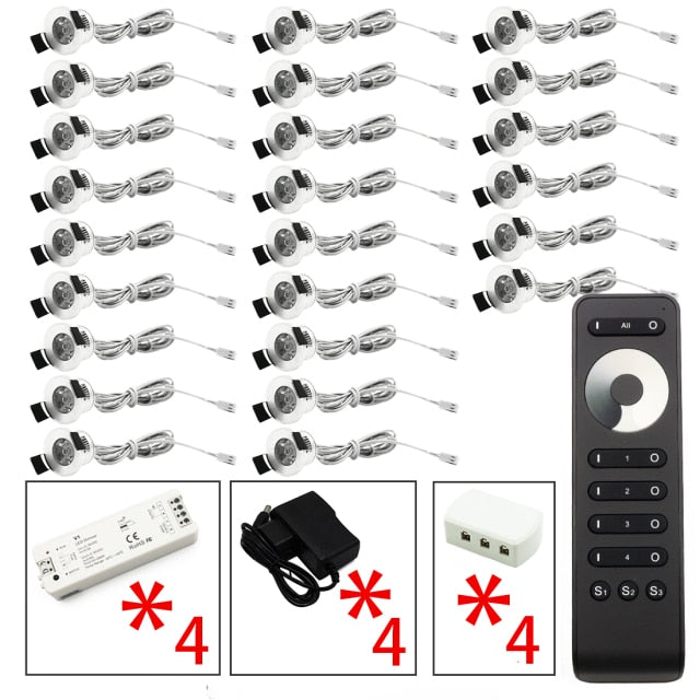LEDIARY 12V Mini Spot Led Downlight Dimmable 24 Lamps Four Control Memory Remote Can Be Set Driver 6/12 Lamps Single Controller