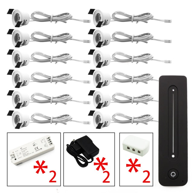 LEDIARY 12V Mini Spot Led Downlight Dimmable 24 Lamps Four Control Memory Remote Can Be Set Driver 6/12 Lamps Single Controller