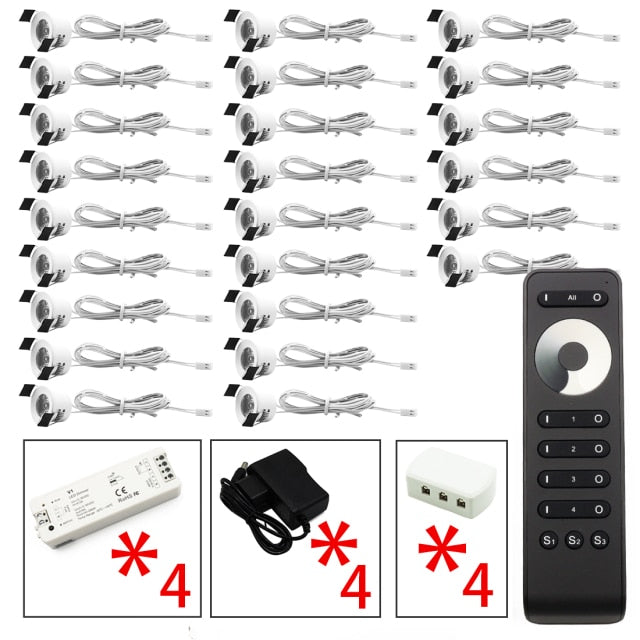 LEDIARY 12V Mini Spot Led Downlight Dimmable 24 Lamps Four Control Memory Remote Can Be Set Driver 6/12 Lamps Single Controller