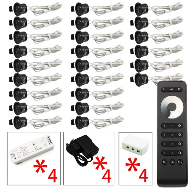 LEDIARY 12V Mini Spot Led Downlight Dimmable 24 Lamps Four Control Memory Remote Can Be Set Driver 6/12 Lamps Single Controller
