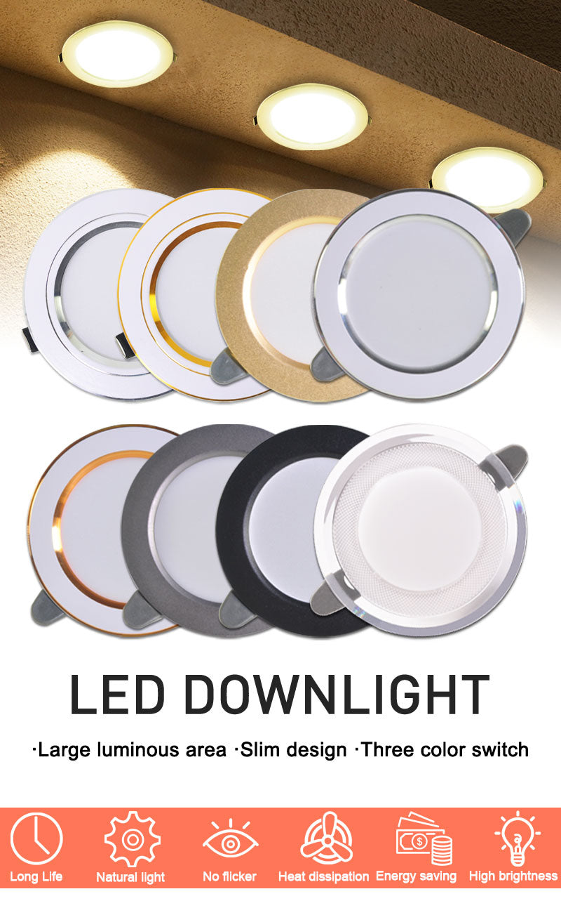 LED Downlight 3W 5W 9W 12W 15W 18W Spot Downlight AC 220V gold Silver White Ultra Thin Aluminum Round Recessed LED Spot Lighting