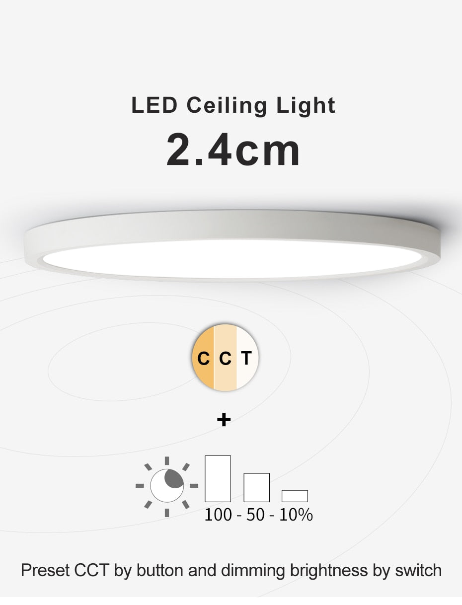 LED Ceiling Light Dimmable 12W 18W 24W 32W 220V With 3 Color Adjustable For Bedroom Living room Bathroom Modern Ceiling Lamp
