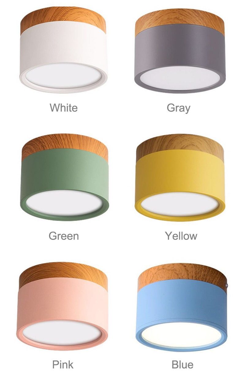 LED Downlight dimmable 5W 7W 9W 12W 15W Nordic wood modern Led surface mounted ceiling light spotlight, interior decoration light