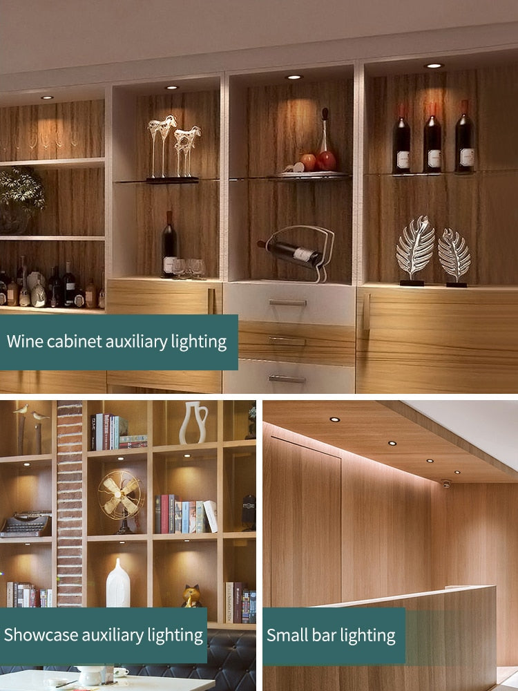 LED cabinet light with switch mini spotlight kitchen closet ultra-thin 12V small downlight decoration 3/4/6/8PCS spot AC110/220V