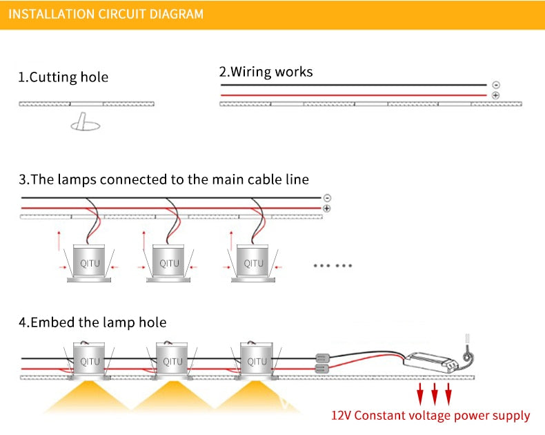Built-in mini LED spotlight IP65 waterproof 12V DC small downlight for indoor kitchen, bedroom, living room, bathroom ceiling