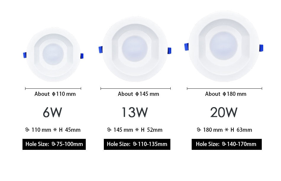 LED Downlight 6W 13W 20W Indoor Spot Light Round IP65 Waterproof Recessed Lamp Bathroom Kitchen Aquarium Outdoor 220V 240V