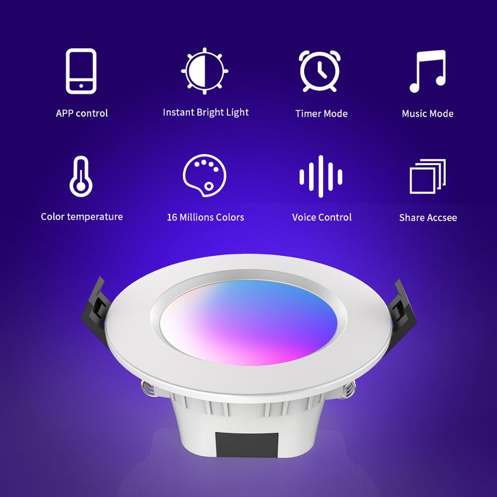 5W/9W RGB LED Spot Light Smart Downlight Bluetooth Mesh Celling Lamp Color Changing l Warm Cool Light With Alexa Google Home