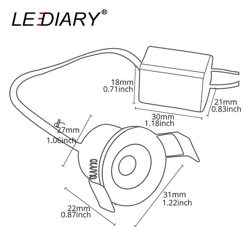 LEDIARY Black Mini Spot LED Downlights 27mm 90-260V 1.5W Ceiling Recessed Under Cabinet Jewelry Display Lamp Lighting Fixtures