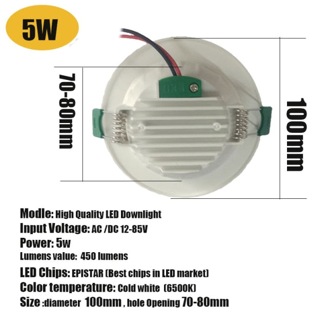 Led Downlight Recessed Round Lamp 18w 15w 12w 9w Round Led Panel Light 12v 24v 36v 48v Led Lights For Home Bedroom Spot Light