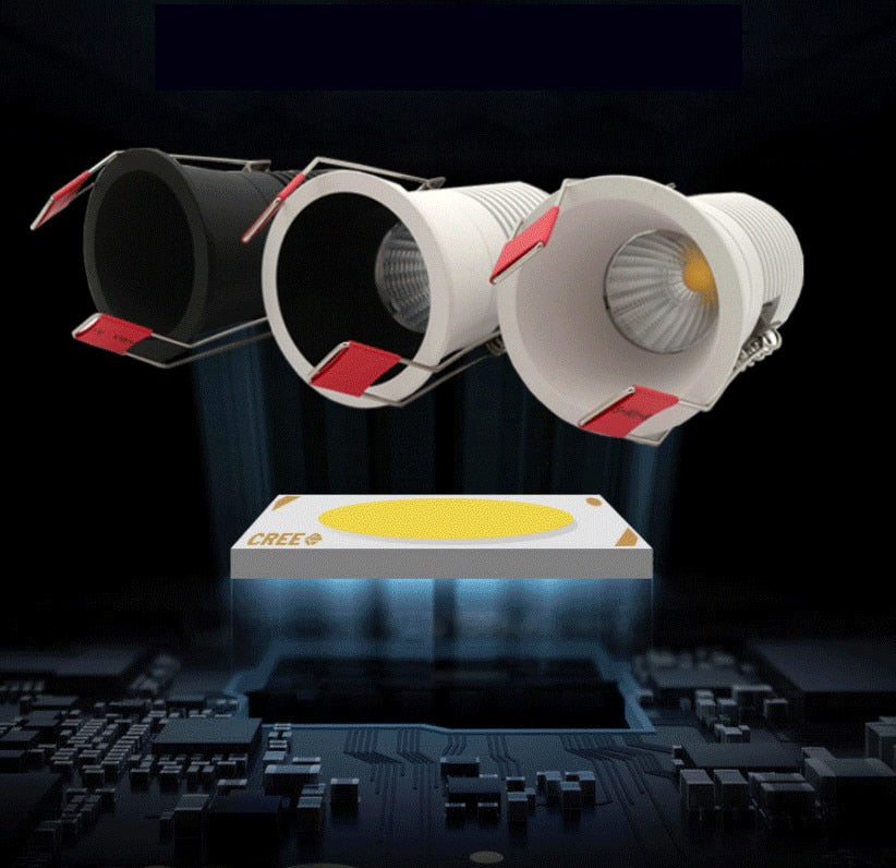 Dimmable Anti Glare COB LED Downlights 5W/7W/10W LED Ceiling Spot Lights Warm Cold White Background LED Lamps Indoor Lighting
