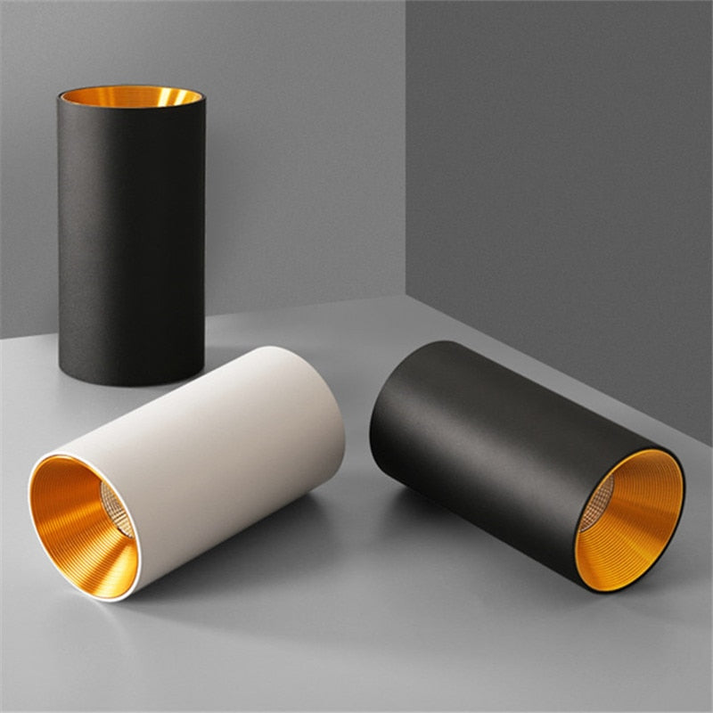 Surface Mounted Cylindrical LED Downlight Gold Reflector 10W 12W 15W LED Ceiling Bulbs Lamp Spot Light LED Downlight AC110-220V