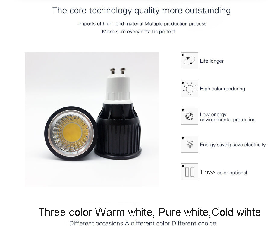 High quality 6W 9W 12W GU10 LED Bulbs Light 110V 220V dimmable Led Spotlights Warm/Cool White GU10 LED downlight