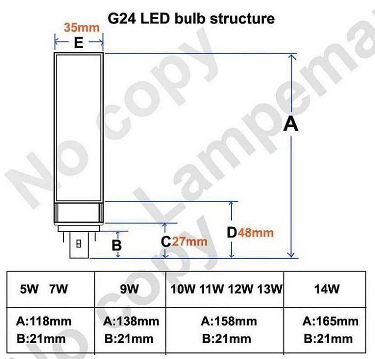 LED G24 AC85-265V led bulb Lamp real power 5W 7W 9W 10W 11W 12W 13W 14W SMD5730 5050 2835 downlight bulb