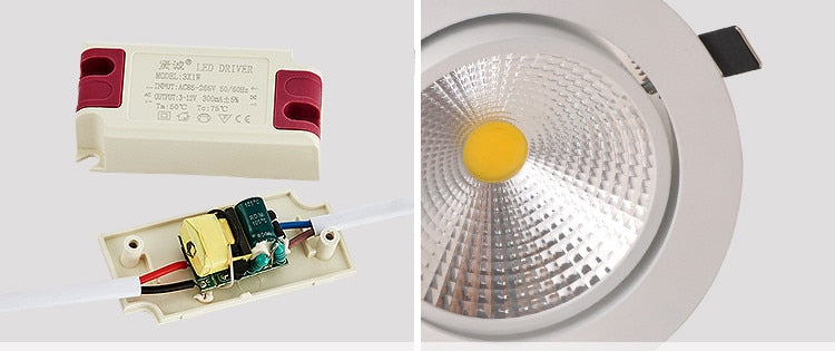 Super Bright Dimmable Recessed Sconces LED COB Downlights 3W 5W 7W 12W 15W 20W LED Spot Lights AC85-265V LED Ceiling Lamp Decora