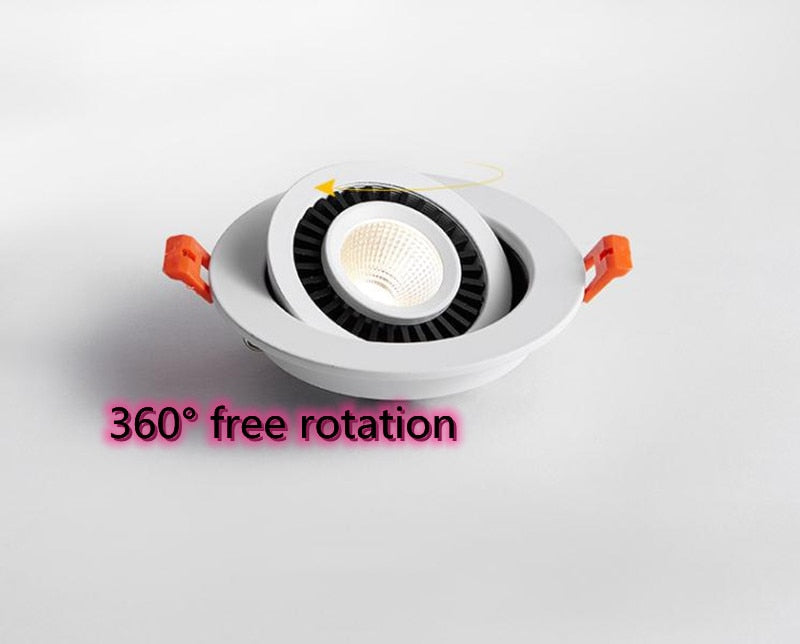 Round shape 360 Angle Adjustable LED COB Recessed Downlight Black/White 9W 12W 15W LED Ceiling Spot Light Pic Background Focos