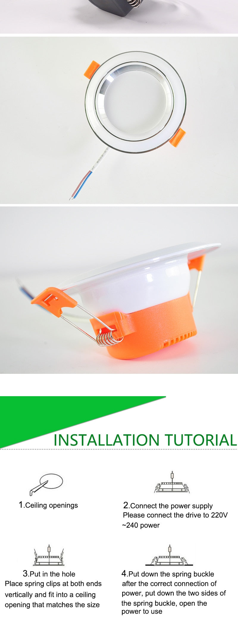 Downlight 10Pcs 3w 5w spot led lights 3000k 4500K 6000K AC 220V-240V led Downlight Kitchen living room Indoor recessed lighting