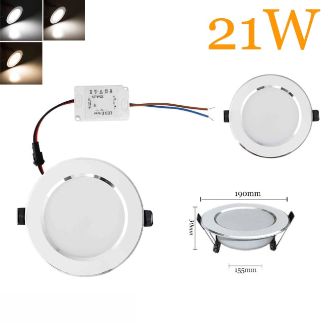 LED Recessed Ceiling Light Downlight Lamp 5PCS Dimmable 21W 18W 15W 12W 9W 7W 5W 3W 110V 220V With Driver Lighting Lamps