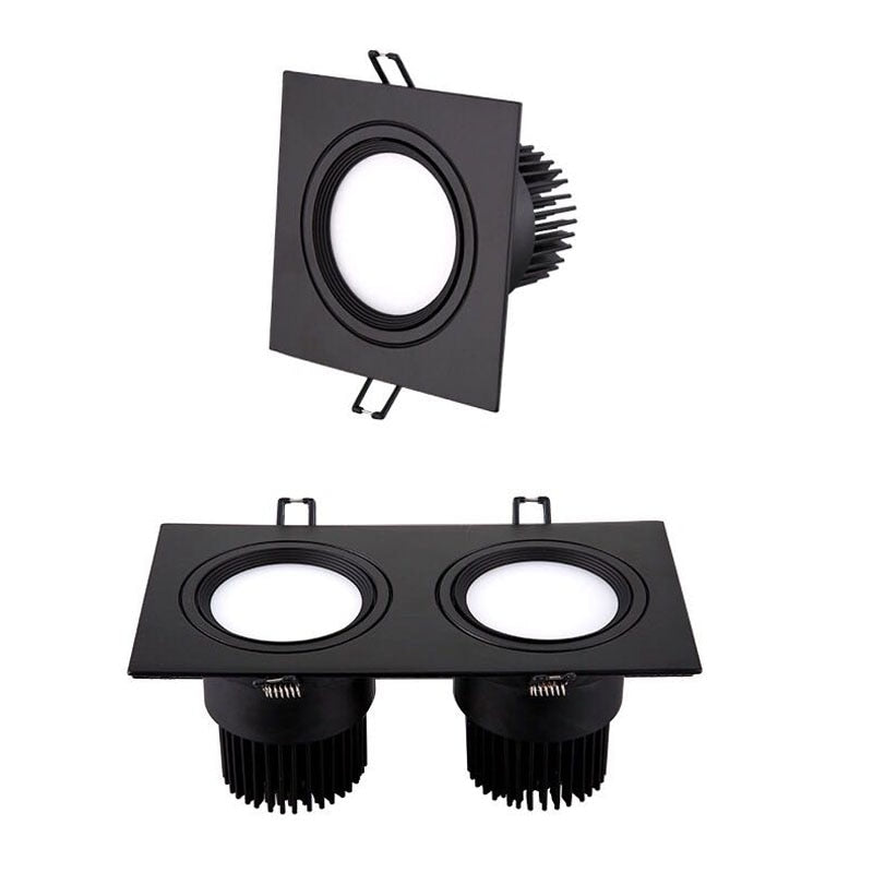 Dimmable black LED downlight COB spotlight ceiling light grid light AC110V 220V 7W 9W 12W 14W 18W 24W recessed square led panel