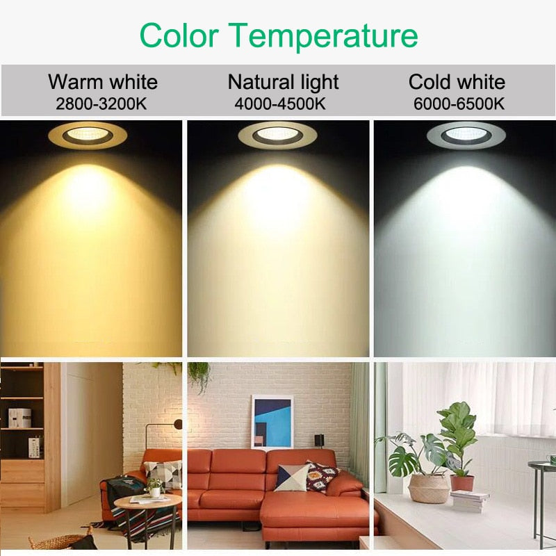 Dimmable black LED downlight COB spotlight ceiling light grid light AC110V 220V 7W 9W 12W 14W 18W 24W recessed square led panel