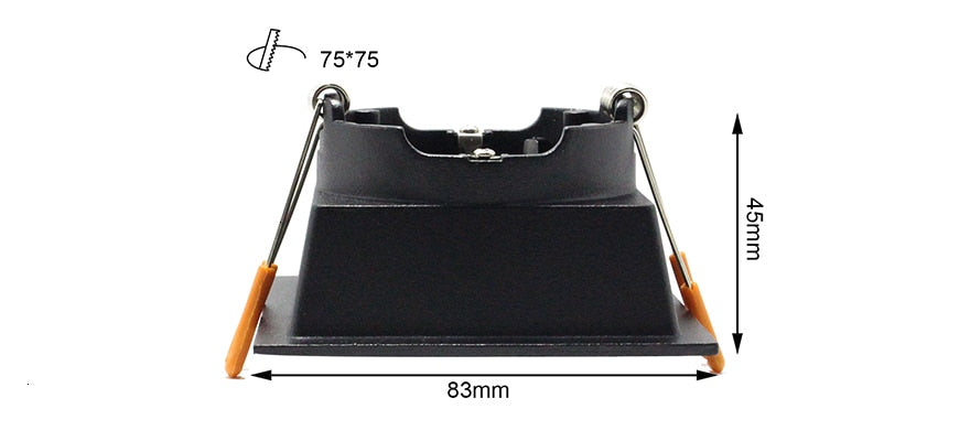 LEDIARY Black LED Downlights GU5.3 GU10 Fitting 90-265V Recessed Ceiling Spot Lamp Frame Bulb Changeable 75MM 90MM Cut Hole