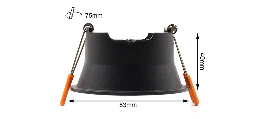 LEDIARY Black LED Downlights GU5.3 GU10 Fitting 90-265V Recessed Ceiling Spot Lamp Frame Bulb Changeable 75MM 90MM Cut Hole