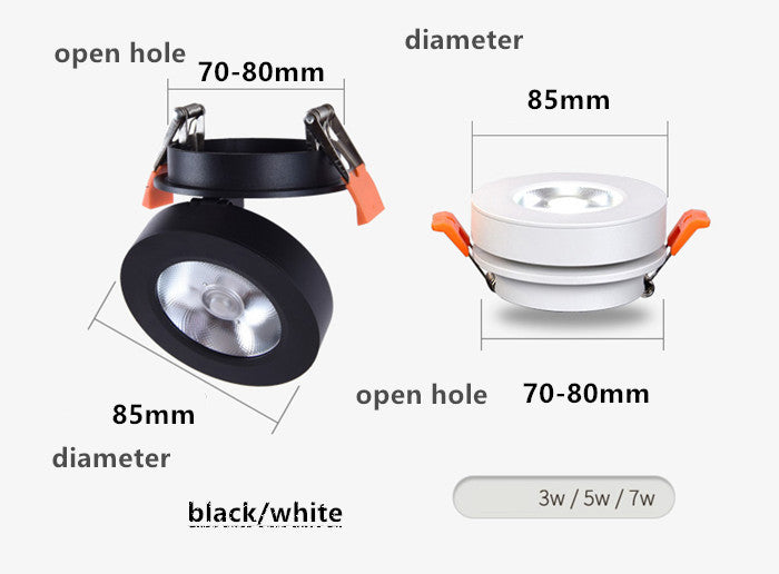 LED Embedded Ceiling Down Lamp Foldable 220V 3W/5W/7W Slim 360 Degree Rotatable Built in COB Spot light Recessed Downlight