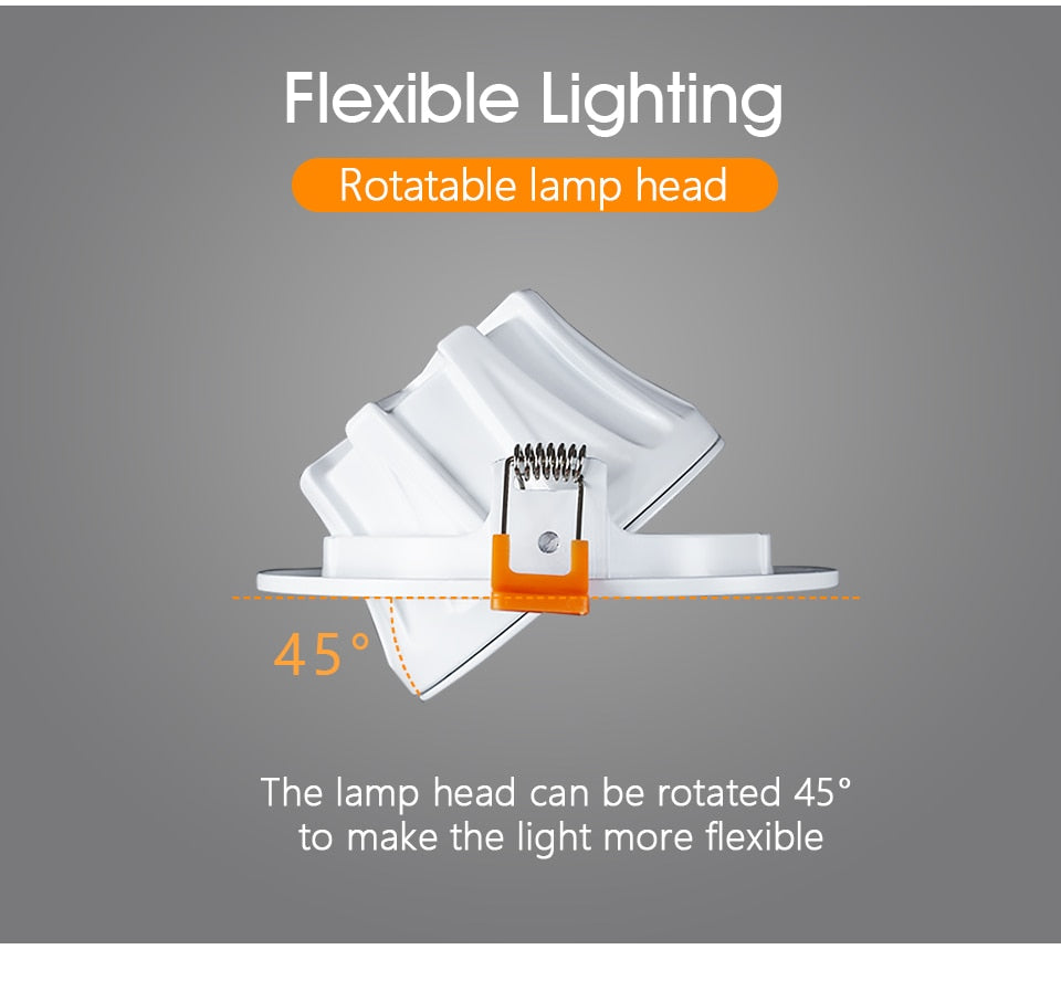 LED Ceiling Spot Light 45° Adjustable 7W 12W 20W Led light fixtur 220V Indoor Lighting for Living room Kitchen LED Downlight