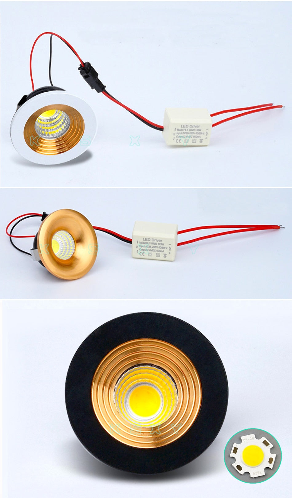 Dimmable LED COB Downlight 3W Round Mini Spotlight Ceiling AC85-265V White Lighting Bulb for Cabinet Counter Showcase