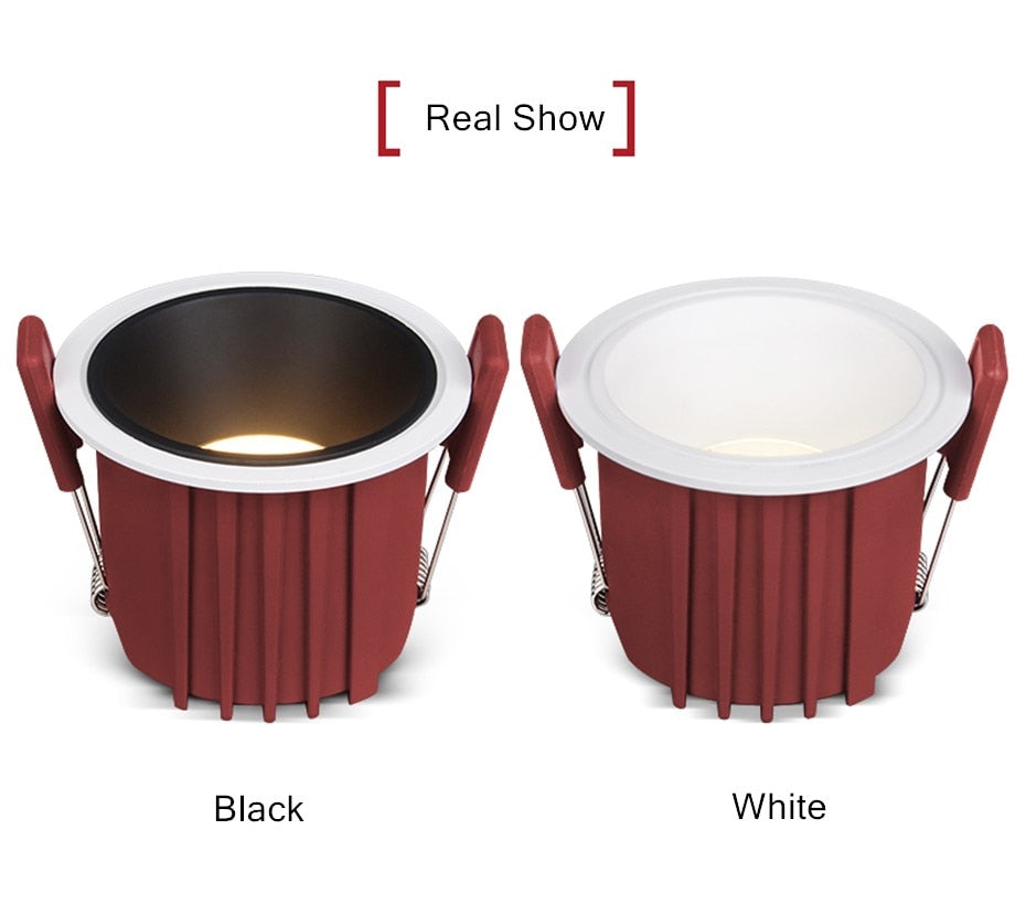 DBF 2020 New Frameless Anti Glare Lens COB Recessed Downlight 7W 12W Round LED Ceiling Spot Light Bedroom Picture Background