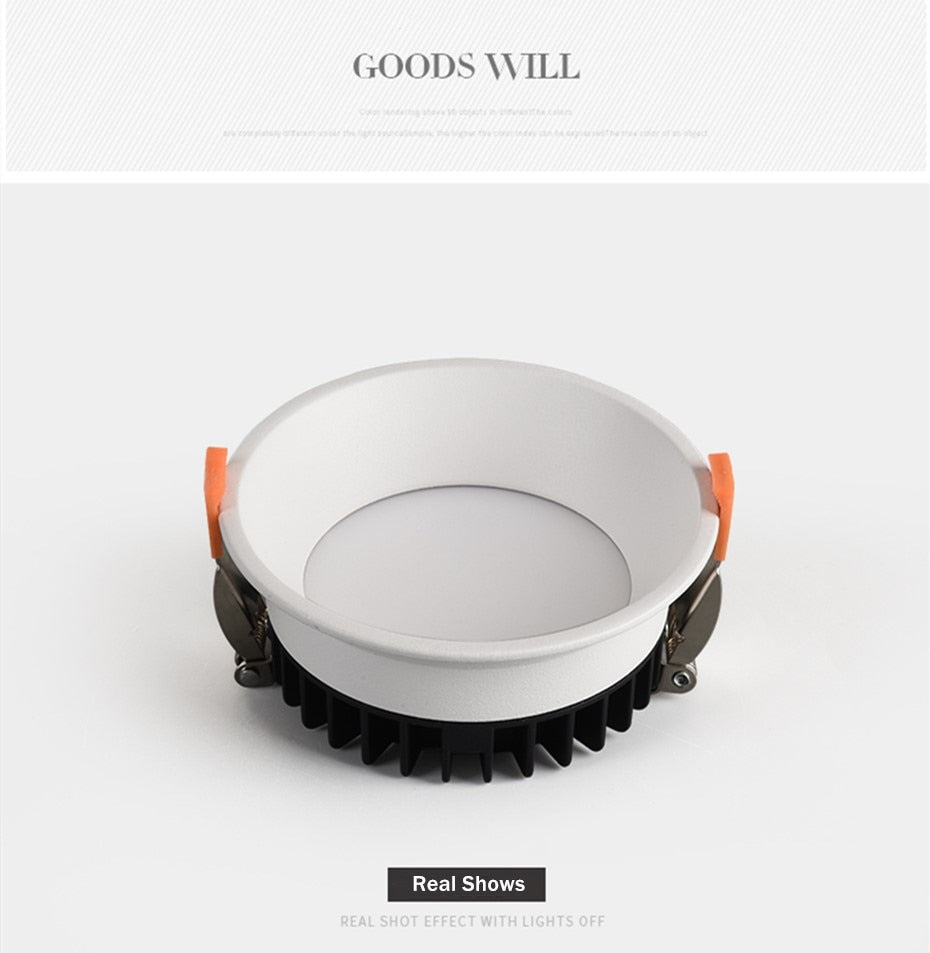 DBF 2020 Frameless 3 Light Temperatures Changeable Recessed LED Downlight 7W 10W 12W 15W Round LED Ceiling Spot Light Bedroom