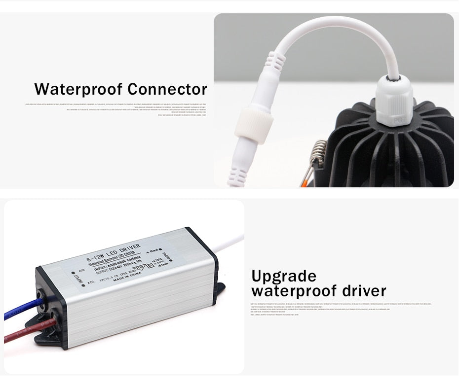 IP65 Waterproof Fire-proof LED Downlight 15W 12W 7W 5W Recessed LED Lamp Spot Light LED for sauna steam bath kitchen bathroom