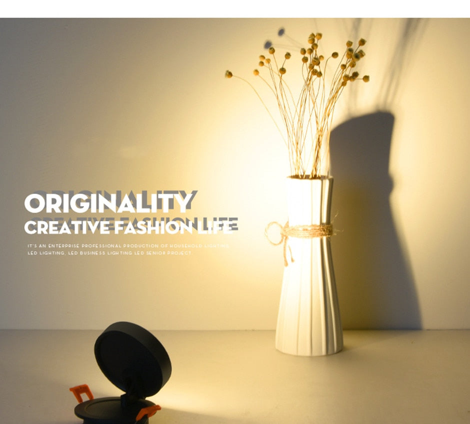 Slim LED Embedded Ceiling Down Lamp,Foldable And 360 Degree Rotatable Built in COB Spot Light Recessed Downlight Room Lampara