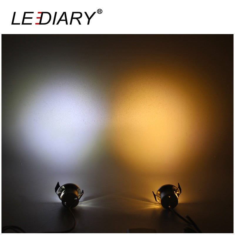 LEDIARY Dimmable Multi Remot Control Downlight Cabinet Lamp Black 12V Spot LED Mini Ceiling Downlights Recessed 1.5W 27mm